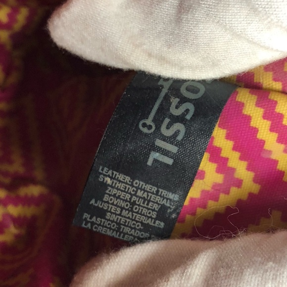 Fossil Blue Elephant Pattern Pouch with Pink Trim - Picture 10 of 13